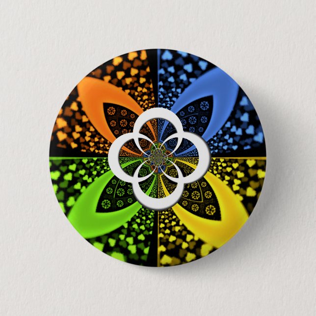 Iridescent Hearts Seamless Polka Dot Abstract Art  Pinback Button (Front)