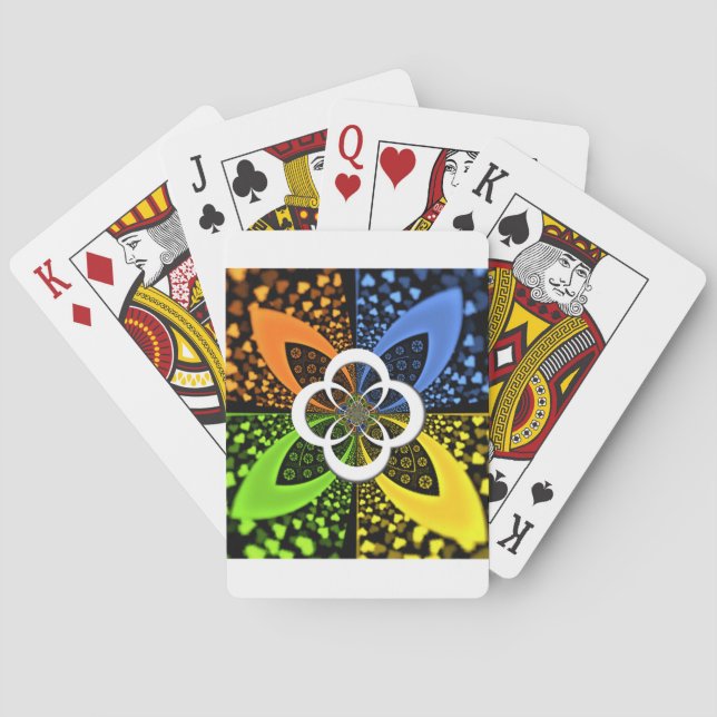 Iridescent Hearts Seamless Polka Dot Abstract Art  Poker Cards (Back)