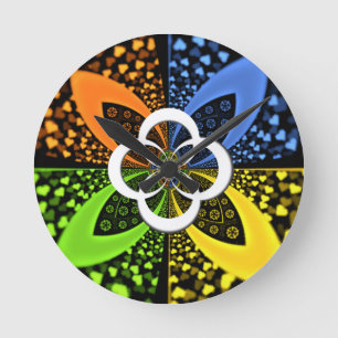 Iridescent Hearts Seamless Polka Dot Abstract Art Round Clock