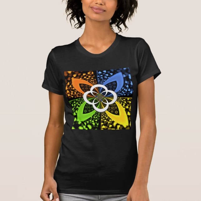 Iridescent Hearts Seamless Polka Dot Abstract Art  T-Shirt (Front)