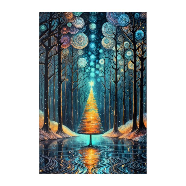 Iridescent Holiday Dream 🎄 Glowing Christmas Tree Acrylic Print (Front)