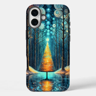 Iridescent Holiday Dream 🎄 Glowing Christmas Tree iPhone 16 Plus Case