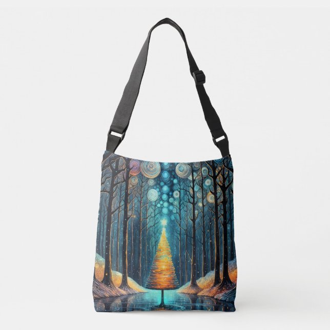Iridescent Holiday Dream 🎄 Glowing Christmas Tree Crossbody Bag (Front)