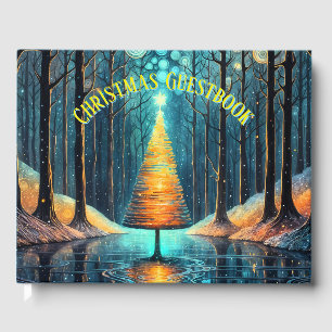 Iridescent Holiday Dream 🎄 Glowing Christmas Tree Guest Book