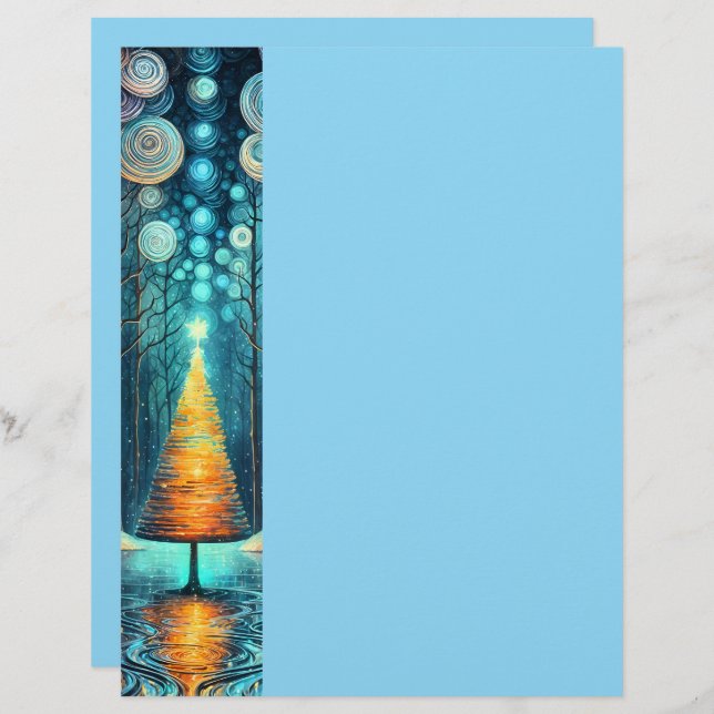 Iridescent Holiday Dream 🎄 Glowing Christmas Tree Letterhead (Front/Back)