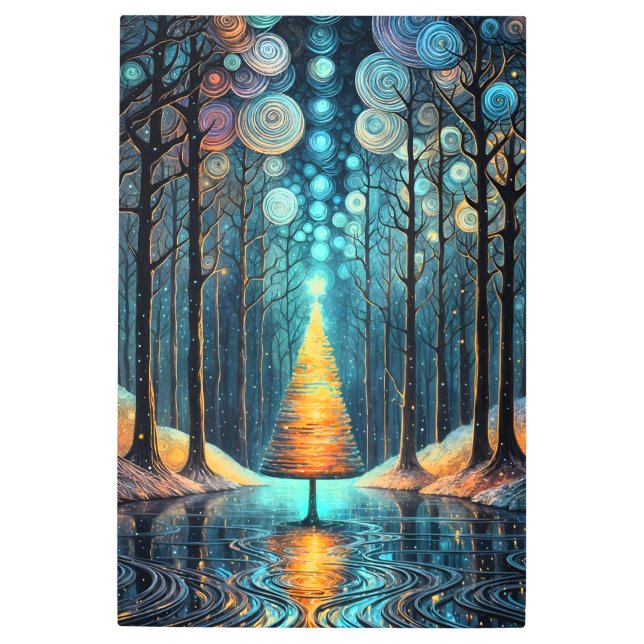 Iridescent Holiday Dream 🎄 Glowing Christmas Tree Metal Print (Front)