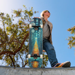 Iridescent Holiday Dream 🎄 Glowing Christmas Tree Skateboard