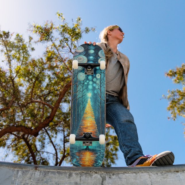 Iridescent Holiday Dream 🎄 Glowing Christmas Tree Skateboard (Outdoor 1)