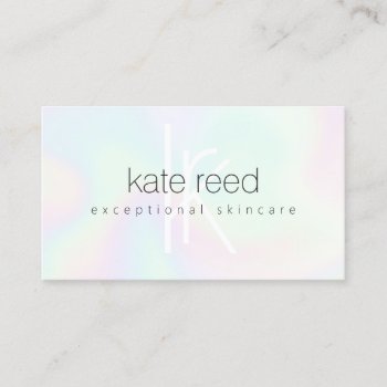 Iridescent Holograph  Monogram Beauty Salon Business Card by sm_business_cards at Zazzle
