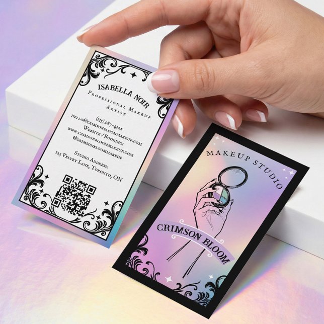 Iridescent holographic Beauty Makeup Artist Luxury Business Card (Iridescent holographic Beauty Makeup Artist Luxury Business Card)