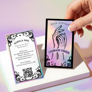 Iridescent holographic Beauty Nail Salon Luxury Business Card