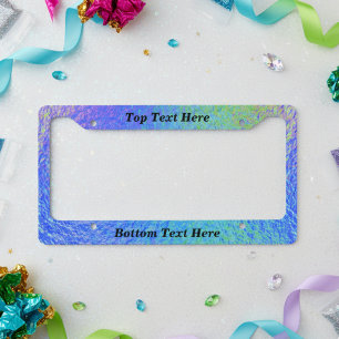 Iridescent Holographic Custom Personalized License Plate Frame
