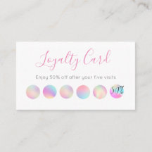 Iridescent Holographic Design Loyalty Card