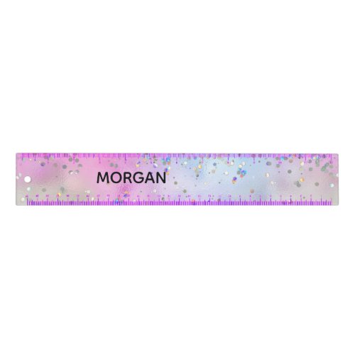 Iridescent Holographic Glitter Monogram Name Ruler