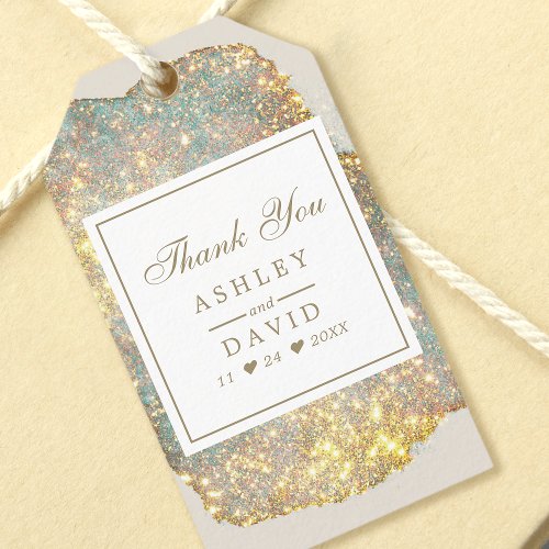 Iridescent Holographic Glitter Wedding Gift Tags