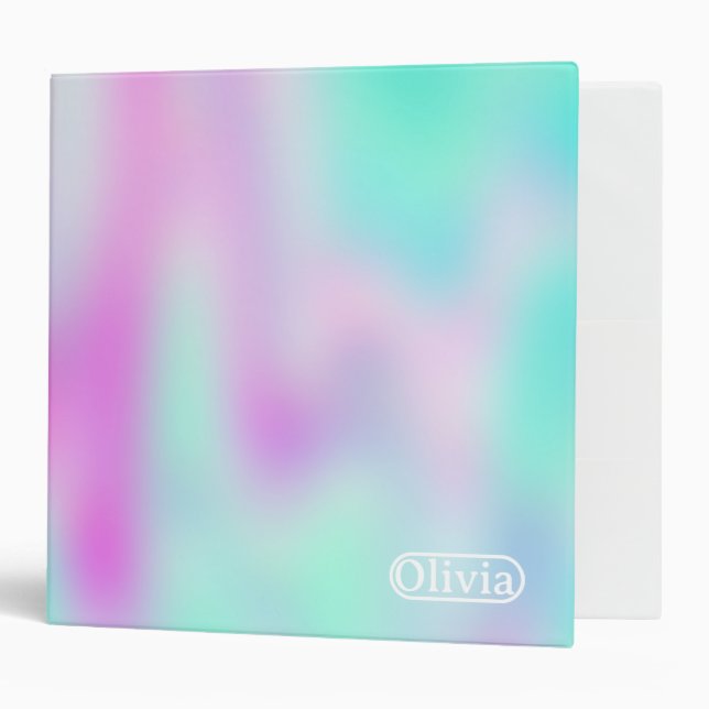 Iridescent Holographic Gradient 3 Ring Binder (Front/Inside)