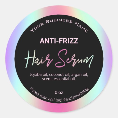 Iridescent Holographic Hair Serum Labels