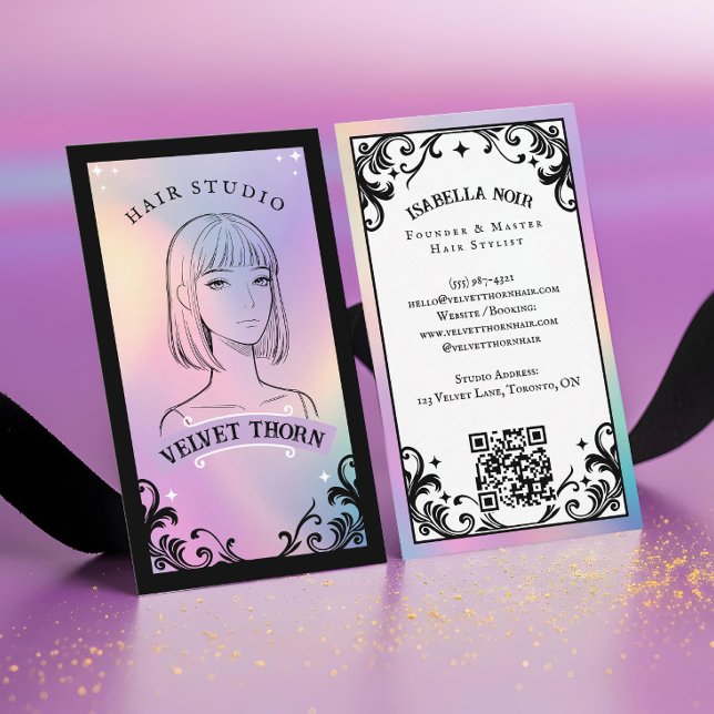Iridescent holographic Hair Stylist Beauty Salon Business Card (Iridescent holographic Hair Stylist Beauty Salon Business Card)