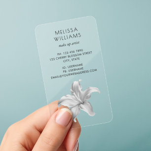 Iridescent Holographic Lily Clear Business Cards