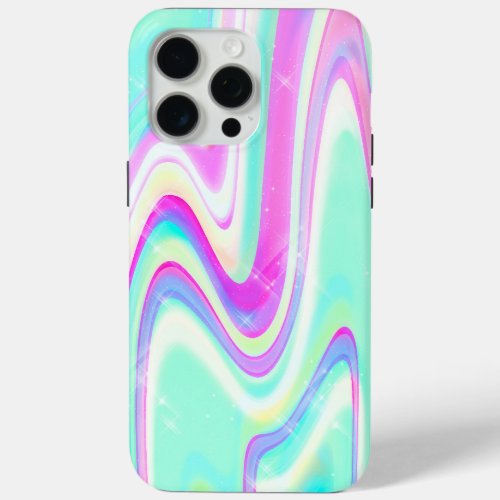 Iridescent Holographic Liquid Swirl iPhone 15 Pro Max Case