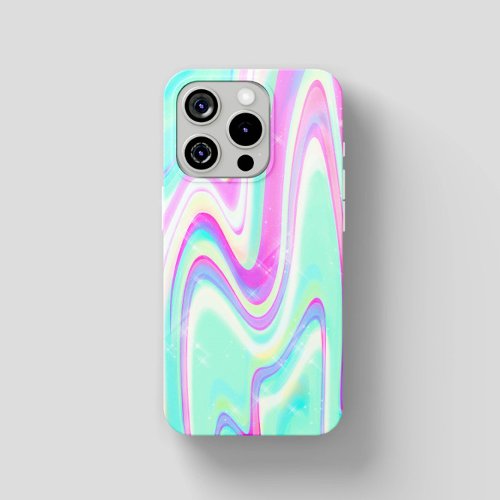 Iridescent Holographic Liquid Swirl iPhone 15 Pro Max Case