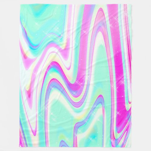 Iridescent Holographic Liquid Swirl Fleece Blanket