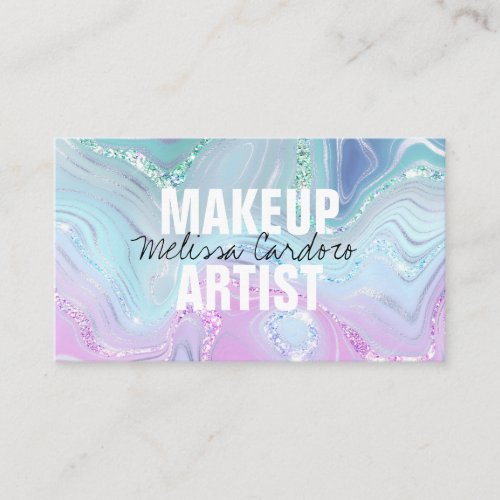 Iridescent Holographic Marble Fashion Business Card