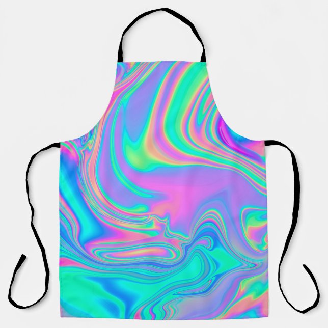 Iridescent Holographic: Neon Marbled Texture Apron (Front)