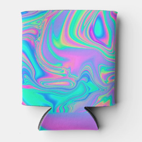 Iridescent Holographic Neon Marbled Texture Can Cooler