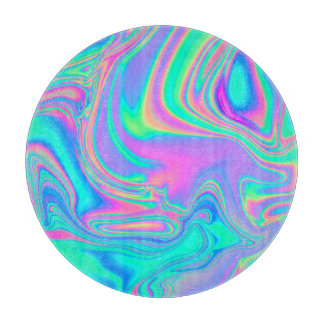 Iridescent Holographic: Neon Marbled Texture Cutting Board