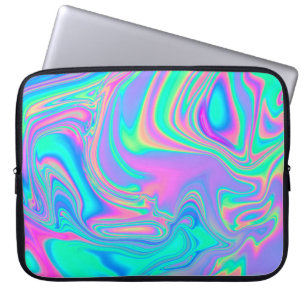 Iridescent Holographic: Neon Marbled Texture Laptop Sleeve