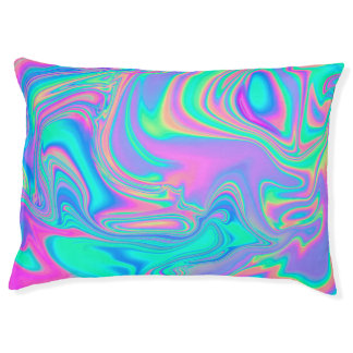 Iridescent Holographic: Neon Marbled Texture Pet Bed