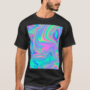 Iridescent Holographic: Neon Marbled Texture T-Shirt