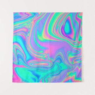 Iridescent Holographic: Neon Marbled Texture Tapestry
