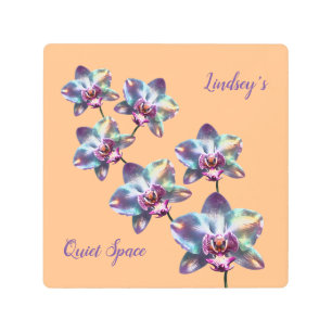 Iridescent Holographic Orchid Blooms Metal Print