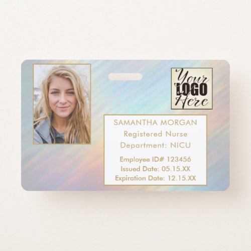 Iridescent Holographic Photo Logo Employee ID Badg Badge