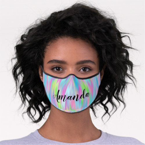 Iridescent Holographic Pink Abstract Color Therap Premium Face Mask