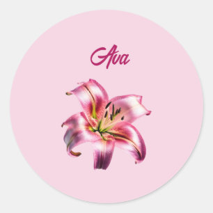 Iridescent Holographic Pink Asiatic Lily Classic Round Sticker