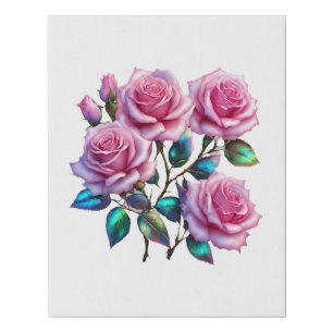Iridescent Holographic Roses On Stems Faux Canvas Print