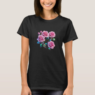 Iridescent Holographic Roses On Stems T-Shirt