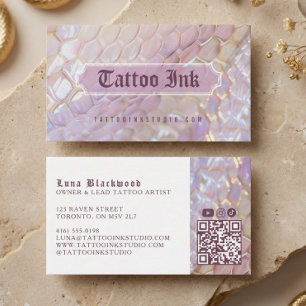 Iridescent Holographic Snake Scale Gothic Tattoo Business Card