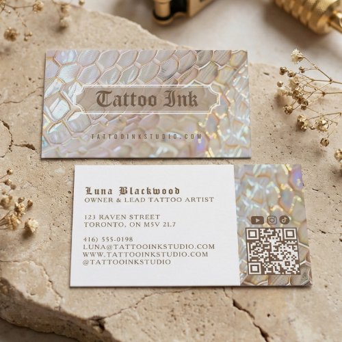 Iridescent Holographic Snake Scale Gothic Tattoo Business Card