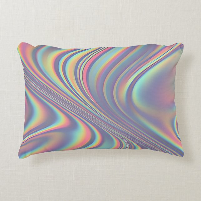 Iridescent Holographic Swirl Texture Accent Pillow (Front)