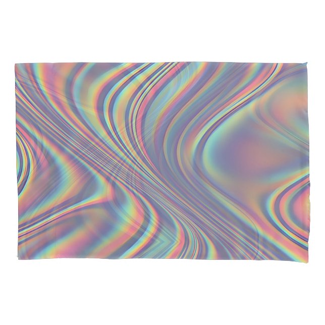 Iridescent Holographic Swirl Texture Pillow Case (Front)