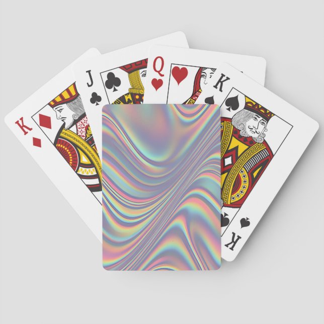 Iridescent Holographic Swirl Texture Poker Cards (Back)