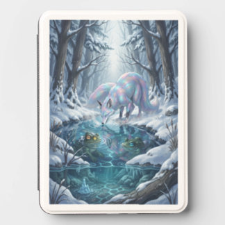 Iridescent Kitsune Drinking from Snowy Stream Kindle Cover