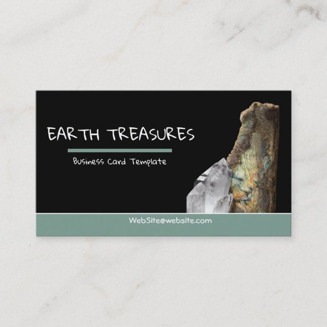Iridescent Labradorite Crystals and Minerals Business Card (Front)