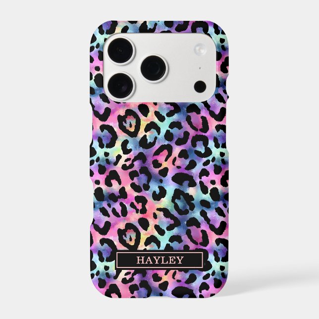 Iridescent Leopard Print Monogrammed Case-Mate iPhone Case (Back)
