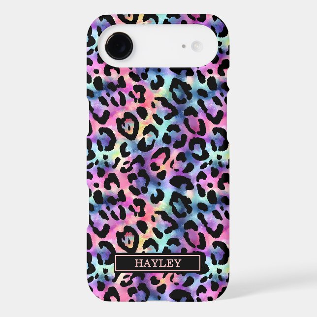 Iridescent Leopard Print Monogrammed Case-Mate iPhone Case (Back)