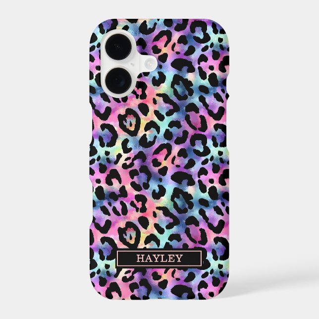Iridescent Leopard Print Monogrammed Case-Mate iPhone Case (Back)